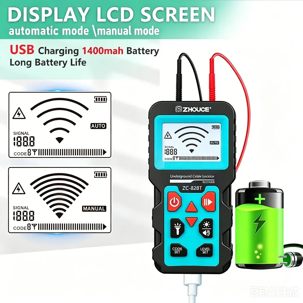 ZC-828T Portable Buried Cable Detector Integrated NCV Voltage Tracing Tool For Accurately Locating Breakpoints Of Underground