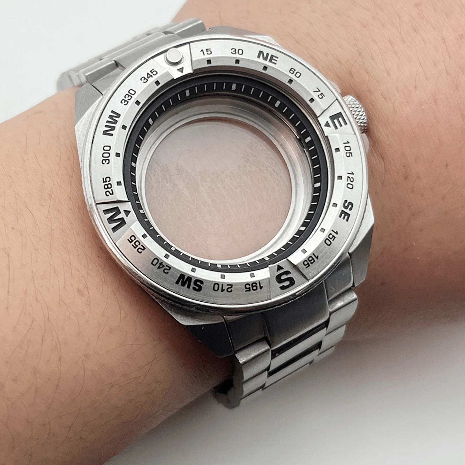 Caja Mod NH35 Samurai compatible con movimiento NH34 NH35 NH36, cristal de zafiro, caja con correa de acero inoxidable sólido