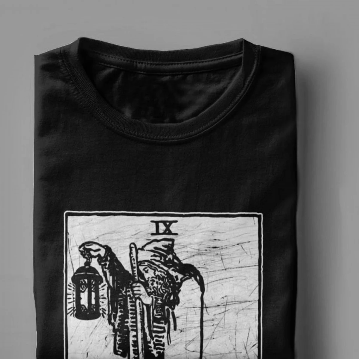 The Hermit Tarot Card T-Shirt Major Arcana tune Telling Occult T Shirts Men Premium Cotton Tees Fitness