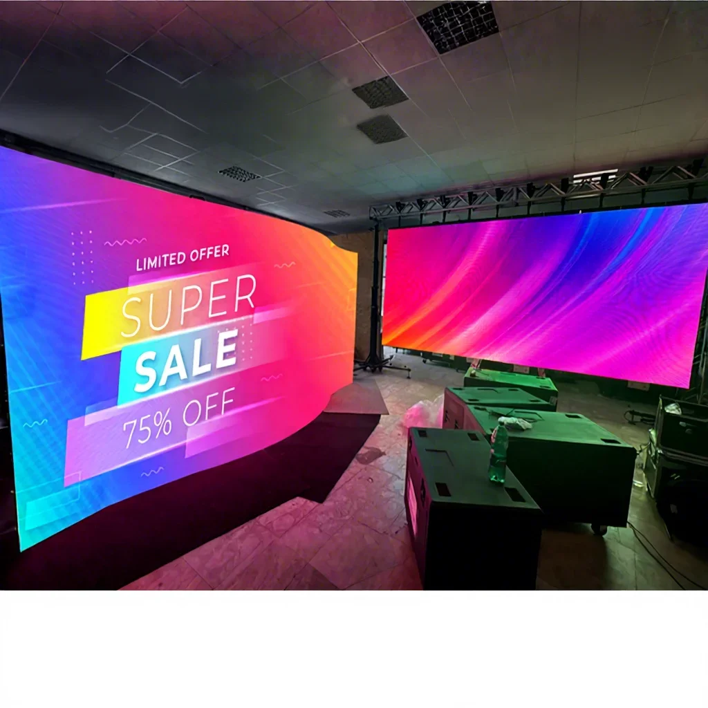 P3.91 60Sqm Curved High Brightness Rental LED Video Wall Display Screen for Slovenia Large Scale Trade Show Exhibition Events