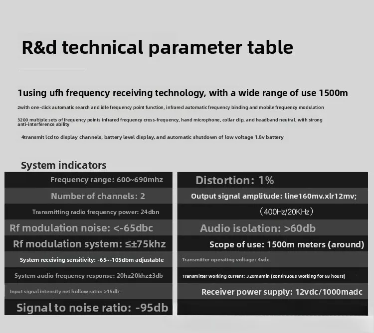 Microfono wireless da 1500 metri a lunga distanza da uno a due, microfono wireless per parco giochi scolastico all'aperto