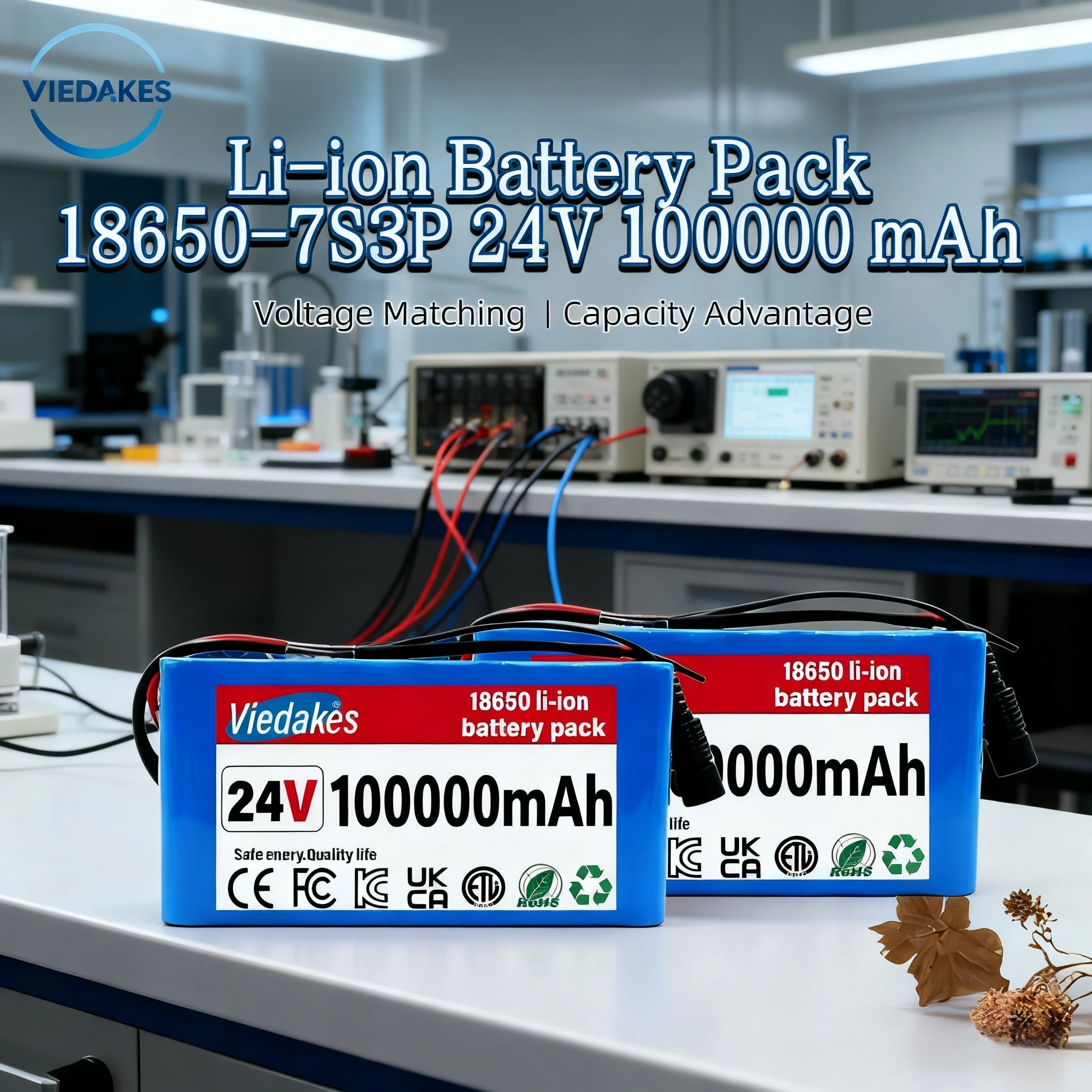 

18650 Rechargeable Lithium Battery Pack 7S3P 29.4V 100Ah with BMS Suitable for 24V - 29.4V motors+2A Charger