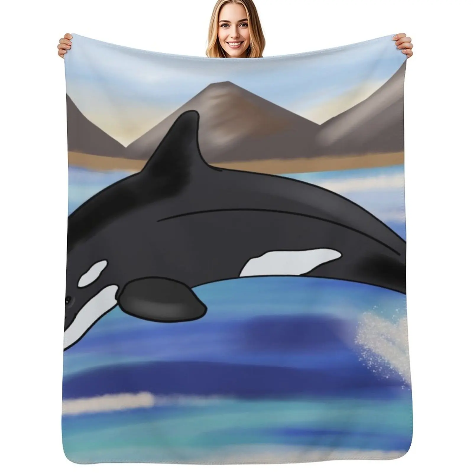 

Orca Ocean - Digital Print Throw Blanket Luxurious Soft Fuzzy Blanket for Sofa Bed