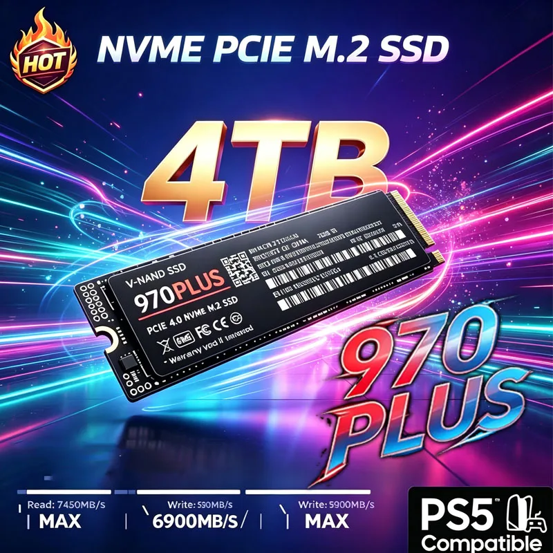 Internal M.2 NVMe SSD 970 PLUS PCIe Gen4.0 X4 TLC 3D NAND 500GB 1TB 2TB 4TB 2280 Gaming Drive For PS5 PC Laptop