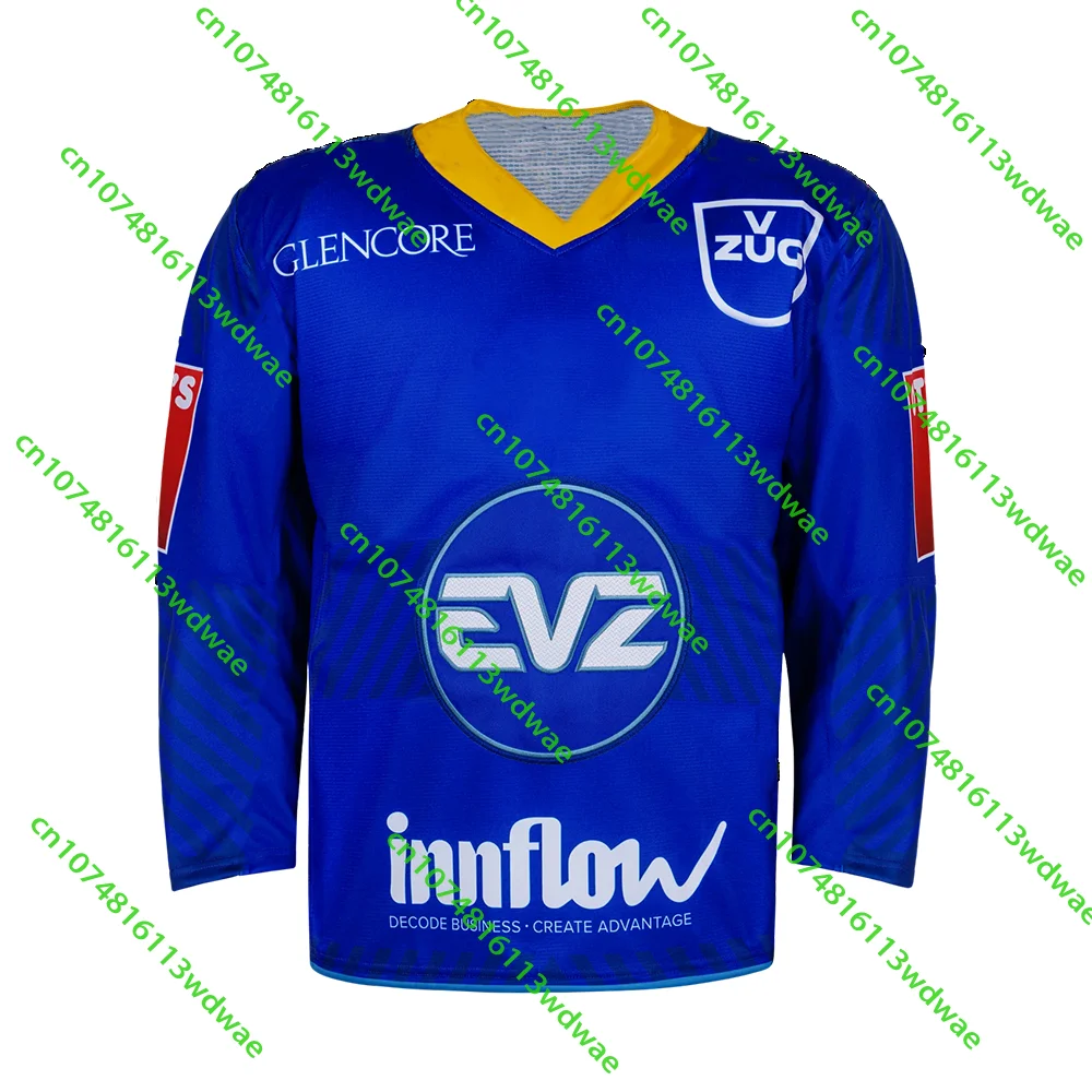 New 26/27 Switzerland Hockey Competition EV Zug Ice Hockey Jersey Long Sleeves Men's Adult 3D Print Sport Breathe Cycling shirt