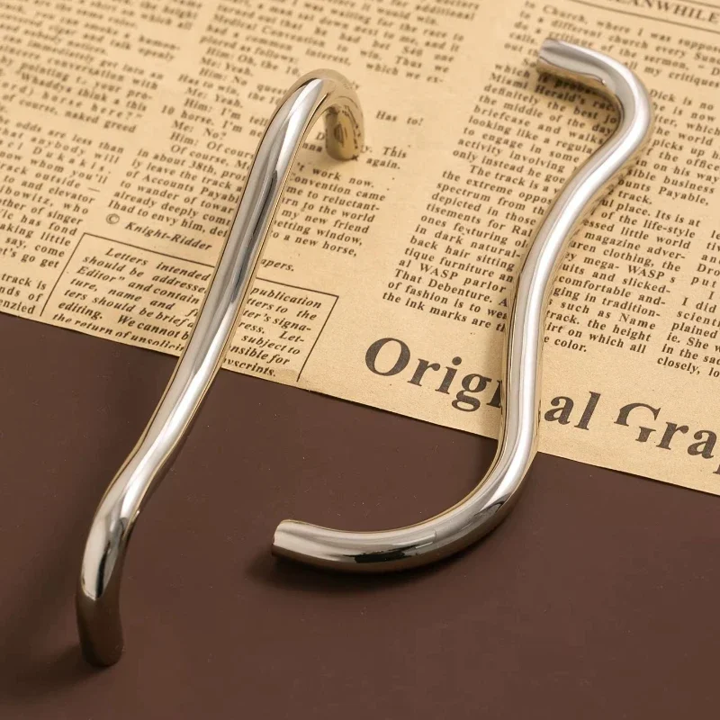 Brass T-Bar Decorative Knobs Irregular Line Furniture Handles Bright Cupboard Wardrobe Dresser Drawer Cabinet Knobs Door Pulls