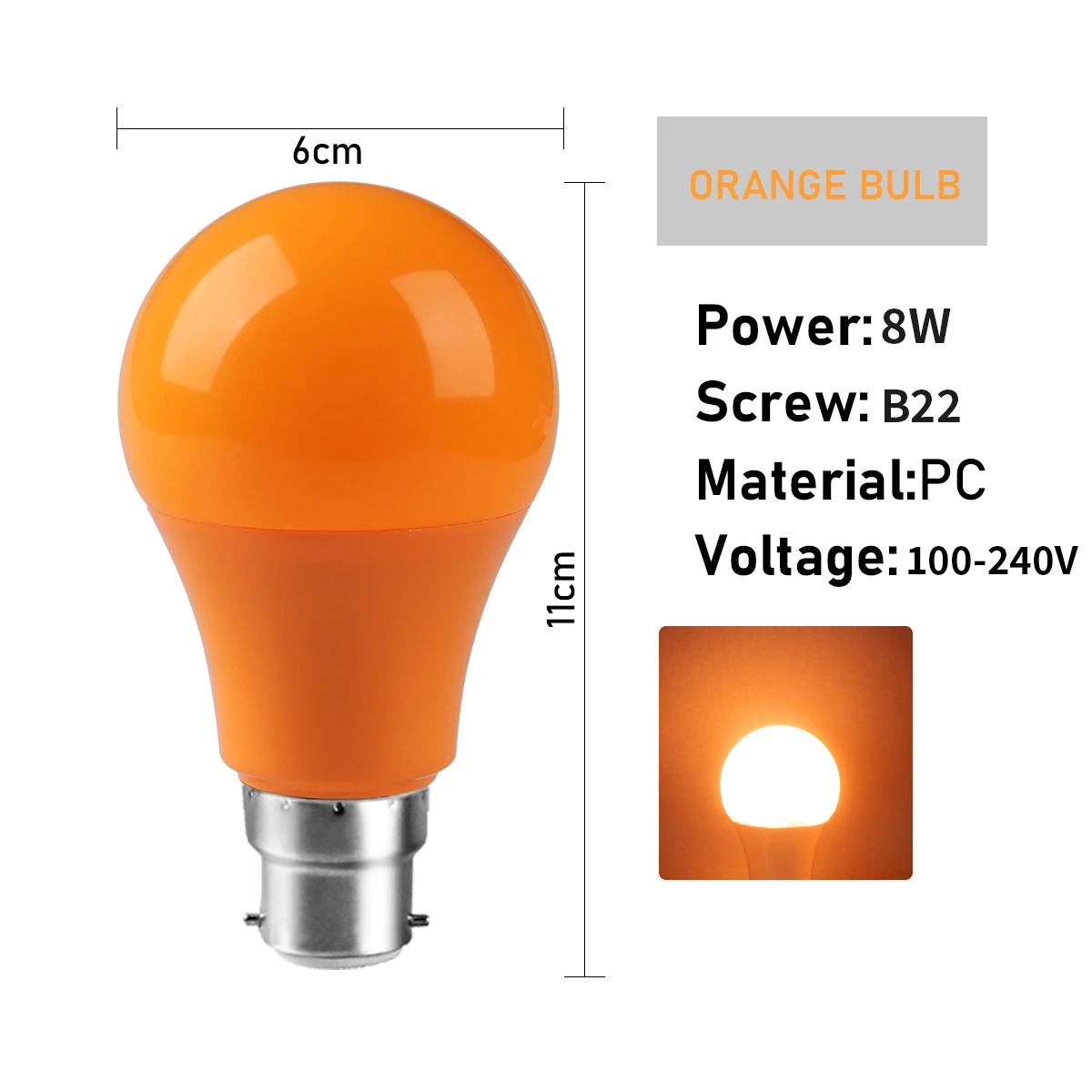 6 Stks/partij Led Energiebesparende Kleurlampen Kerstdecoratie Feesttent Nachtlampje E27 Ac110 V 220V 8W Geen Flikkering 7 Kleuren