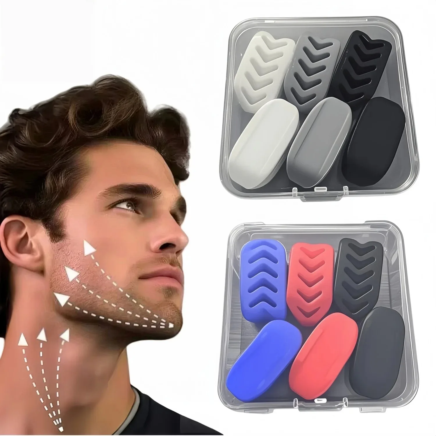 Kit com 6 Bolas de Silicone para Exercício da Mandíbula, Treinador Facial Destacável para Linha do Queixo, Bola de Mastigação para Treinamento Muscular Facial