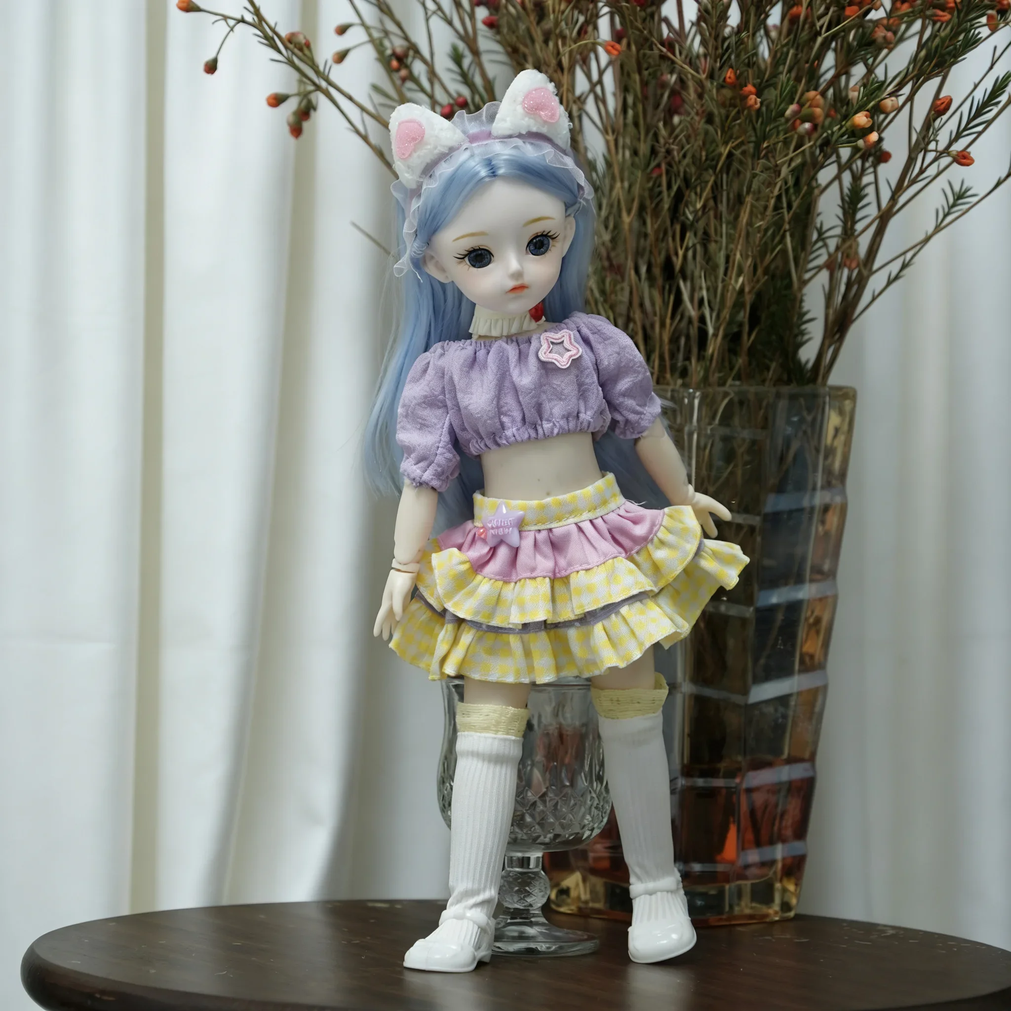 1/6 BJD Doll 28cm 11 Inch Multi-joint Moveable Full Set Outfit Cute Girl Dress Up Toy Desktop Photography Decor Birthday Gift