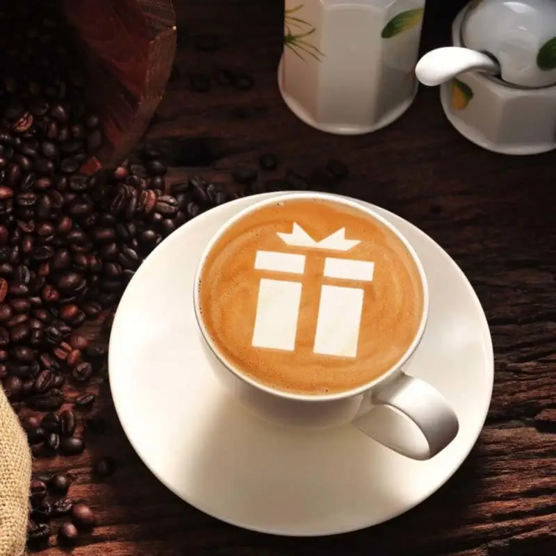 1/8/16pcs Christmas Coffee Printing Mold  Cappuccino Latte Drawing Mold  Coffee DIY Art Stencils Spreading Tool