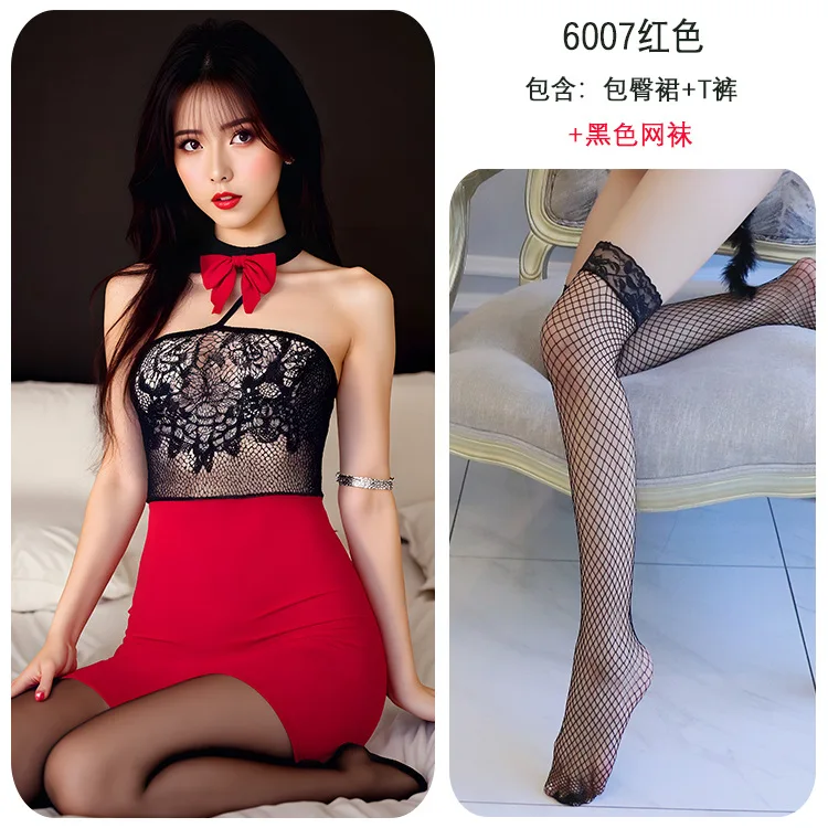 

Длинное ночное сексуальное женское белье, униформа секретаря, сексуальное облегающее ролевое белье, страстное искушение, большие размеры, искушение 6007