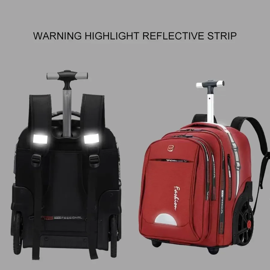 女性用ローリングバックパック 22インチ ホイール付きバックパック ビジネス、大学生、旅行通勤用 大型ホイール付きバックパック