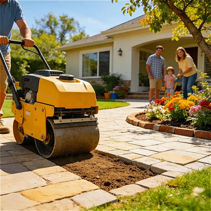 Small Road Roller Walk Behind Vibratory Plate Compactor For Garden Landscape Sidewalk Repair Pipeline Trench Backfill Customized