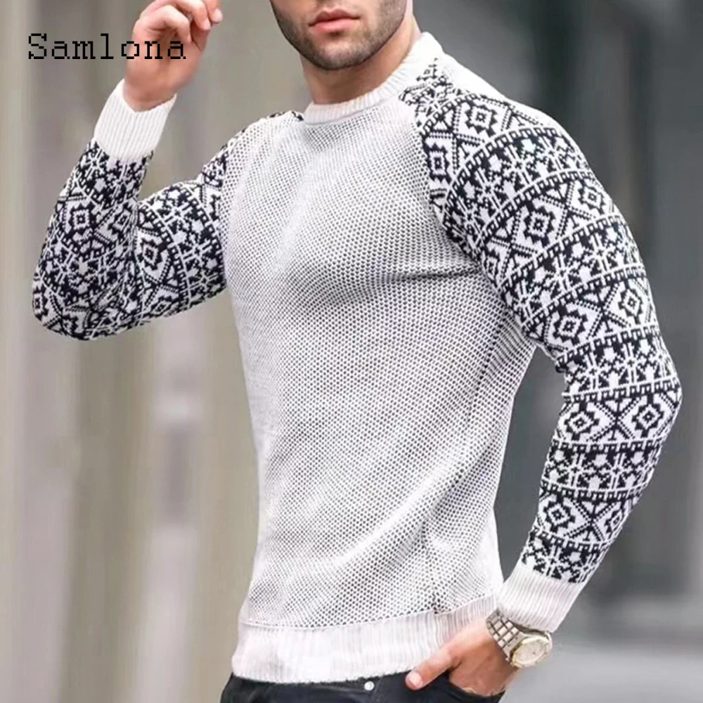 2022 New Knitting Top Knitwear Mens Fashion 3D Print T Shirt Masculinas Round Neck Casual Pullovers Men Patchwork Tees Clothing