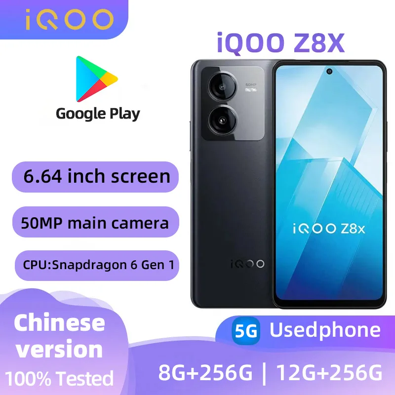 IQOO Z8X 5G Android Cell Phone 6.64inch LCD Screen CPU Snapdragon 6 Gen 1 6000Mah Battery 50MP Camera Unlocked used phone