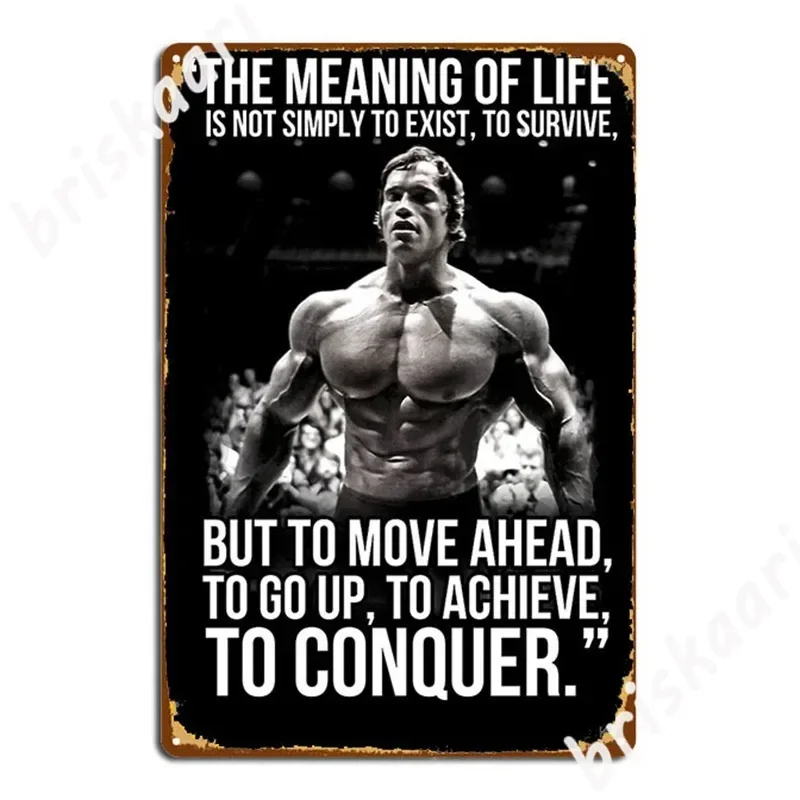 Plaques Métalliques Décoratives Arnold Schwarzenegger Arnie Conquer Quote pour Clubs, Fêtes et Cinémas – Affiches Métalliques