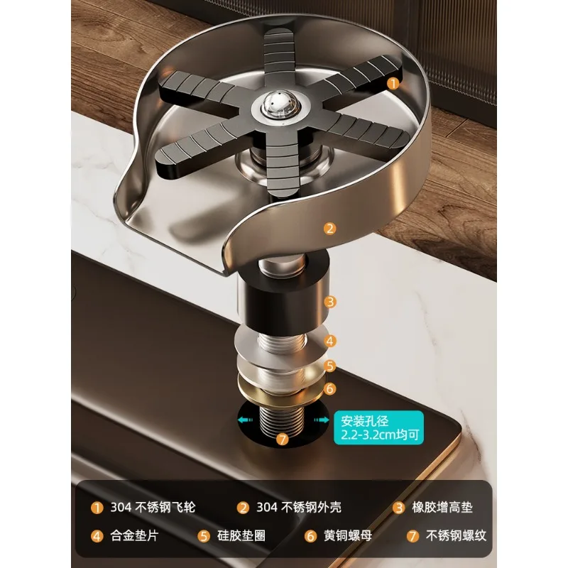 Gun Grey High Pressure Washing Cup God Tool 304 Stainless Steel Kitchen Sink, Vegetable Basin, Bar Counter Cup Automatic Pressin