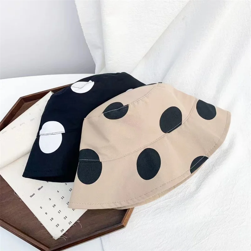 New Double-faced Women Bucket Hat polka dots Sunscreen Women Hat Outdoor Travel Cycling Caps Fishermen Hats leisure Panama Cap