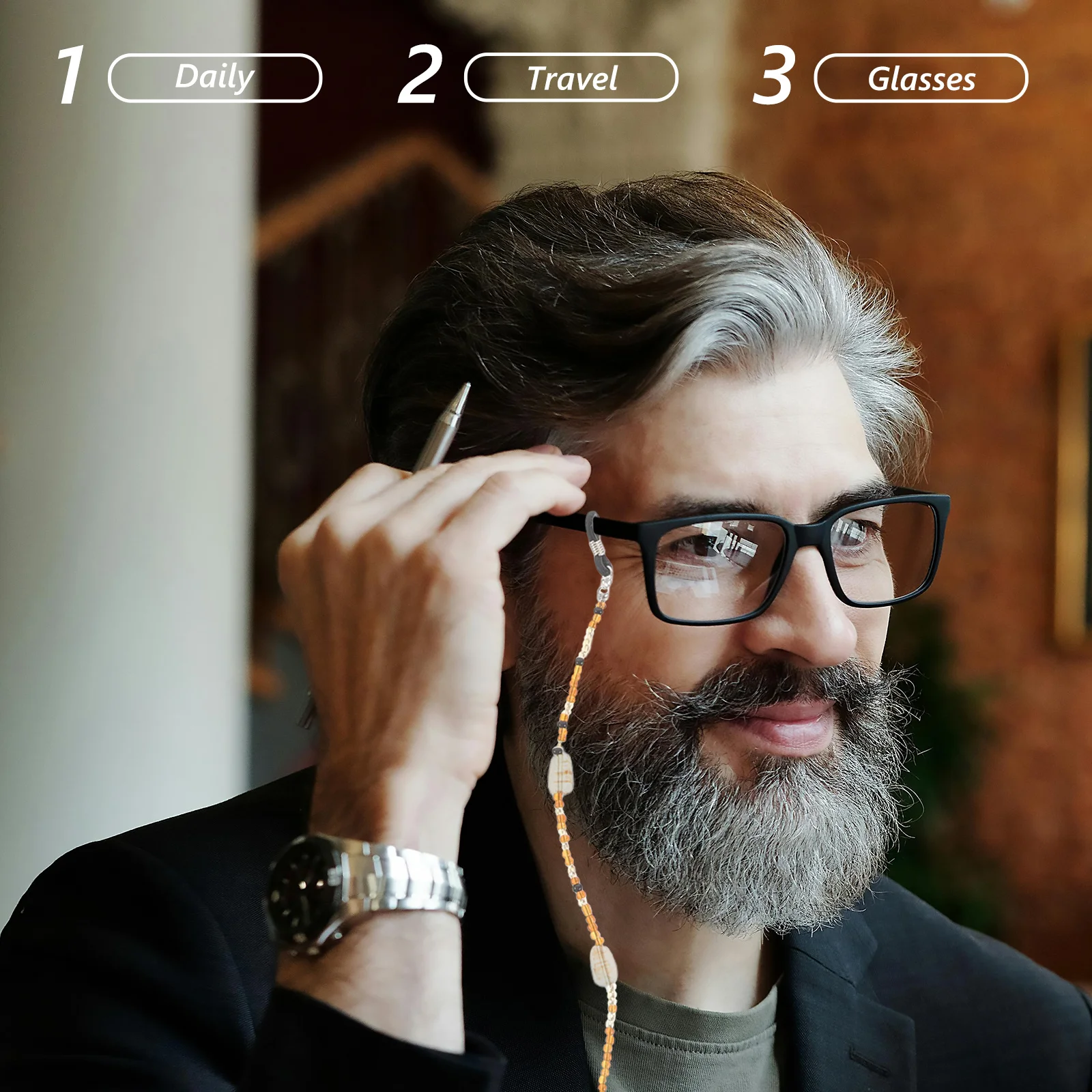 

1pcs Handmade Beaded Eyeglass Chain Vintage Chinese Design Anti-Slip Sunglasses Rope For Men Women Glasses Lanyard Accessory