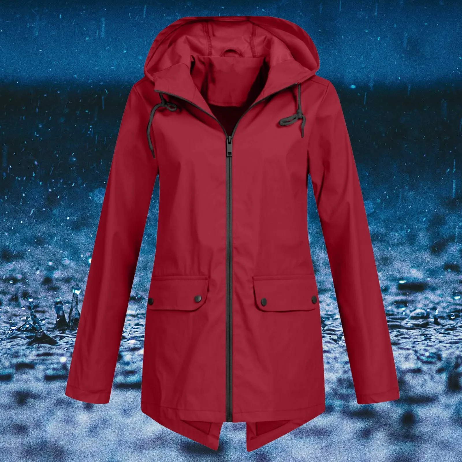 

2024 Women's Windbreaker Outdoor Windproof Rain Workout Outerwears Watertight Lightweight Solid Pockets Versatile New In Coats