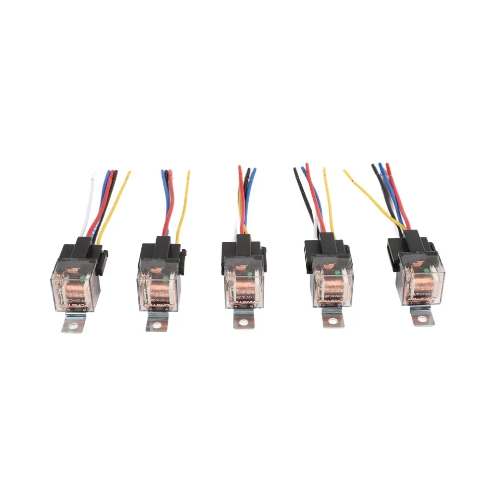 #5 Pack 40A JD1914 12V 5-Pin Automotive Relay Kit With Socket Set Harness For Car /Truck \Sound Security /System Electrical Conv