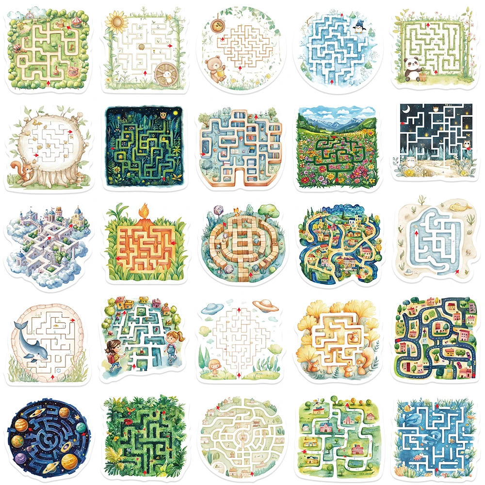 5 セットかわいい漫画迷路ガーデンステッカー防水落書き荷物ラップトップギターノート自転車ビニール電話デカール