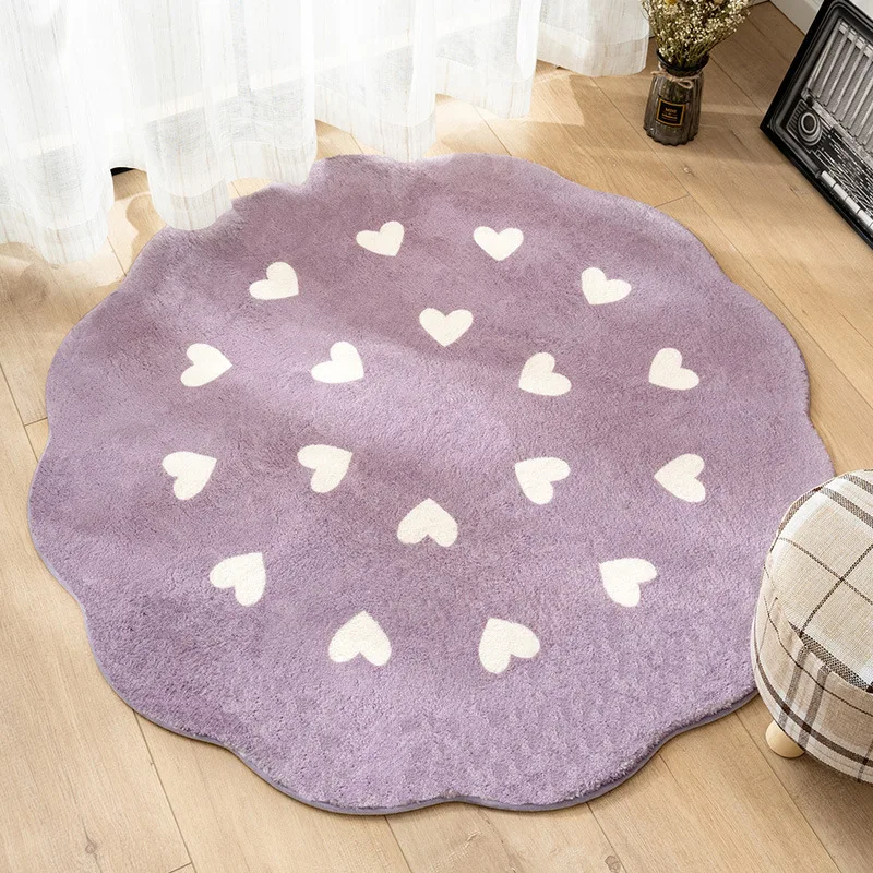 

VIKAMA Modern And Simple Round Faux Cashmere Carpet, Living Room Sofa, Coffee Table, Bedroom Anti-Slip Carpet, Home Decoration