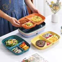 Divided Dish Diet Reusable Dinner Plate Kitchen Dinnerware Portion Plates For Adults 3 Compartments Microwave Safe