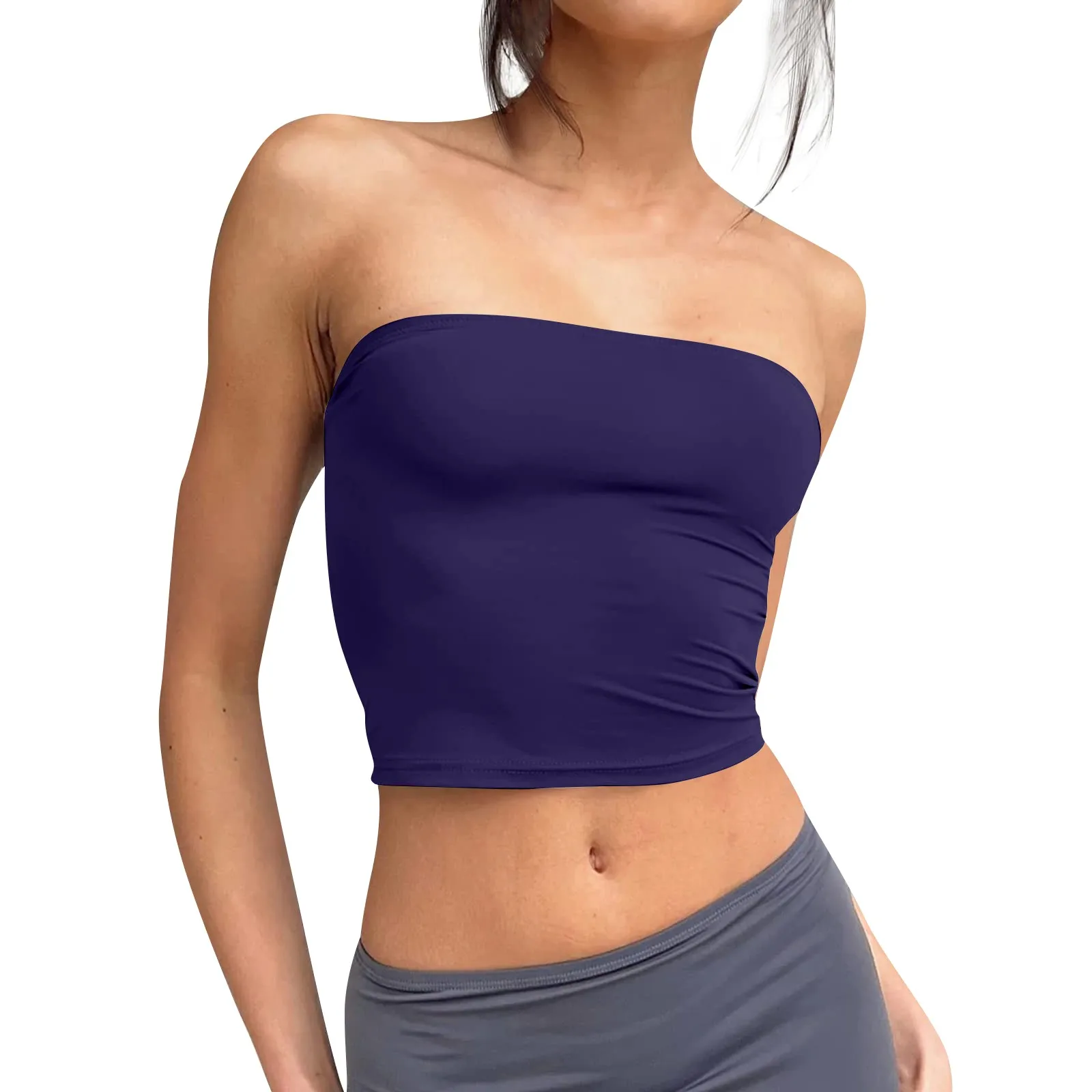 Top Women Bra Selling Solid Color Tube Tops in Europe and America New Yoga Sports Women\'s Wrapped Vest Women\'s Tube Top Cropped