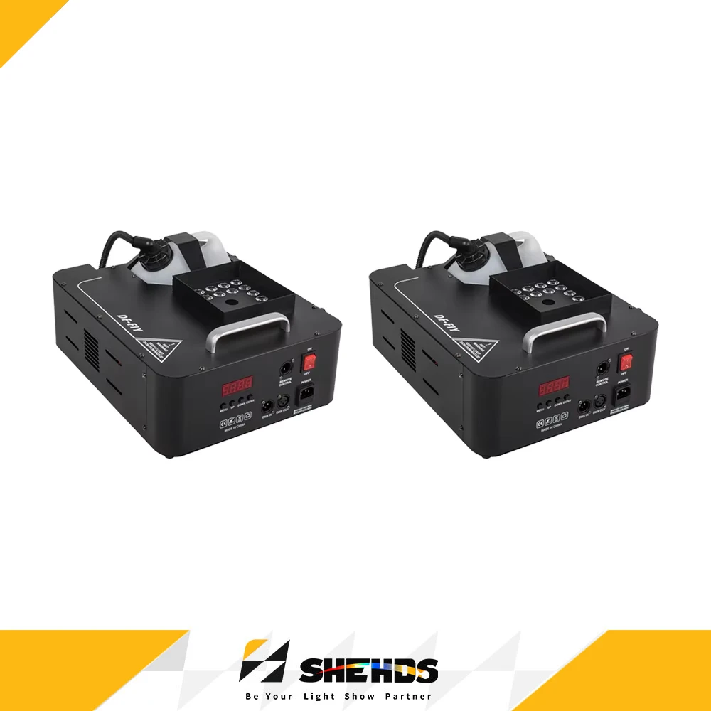 SHEHDS 2 Stück 24x9W RGB LED Vertikale Nebelmaschine 1500W Sprühnebler für DJ Disco Hochzeit Party Wasserbasierte Flüssigkeit Bühnenshow 2 Jahre Garantie DMX512