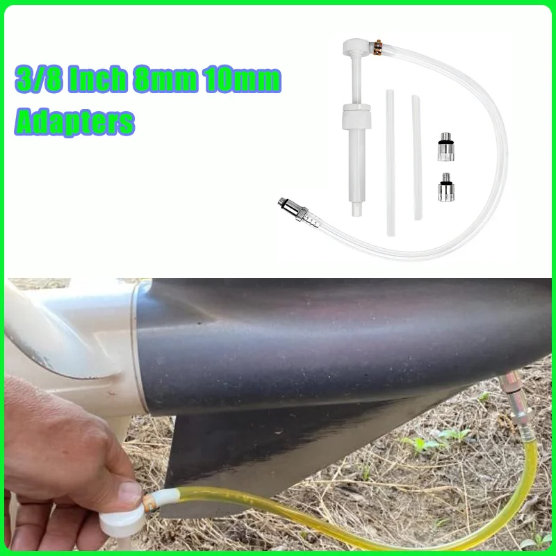 

Lower Unit Gear Oil Pump for Standard Quart Bottles Includes 3/8 Inch 8mm 10mm Adapters Swivel Fit Most Boat Outboard Motors