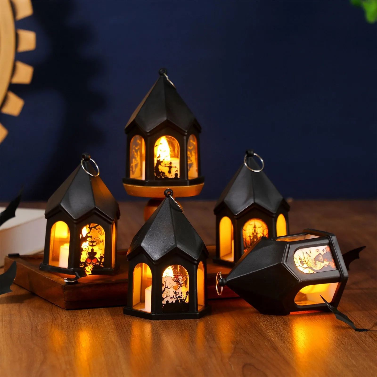 هالوين القلعة نمط اليقطين فانوس باليد هالوين فانوس معلق الحلي مسكون القلعة نمط قلادة ديكور الدعائم