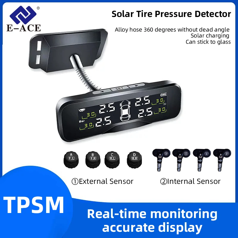 

Tire Pressure Monitor Solar Detector 360°Bracket Rotating Wireless Car Built-in And External High-PrecisionTire Sensor Load Cell