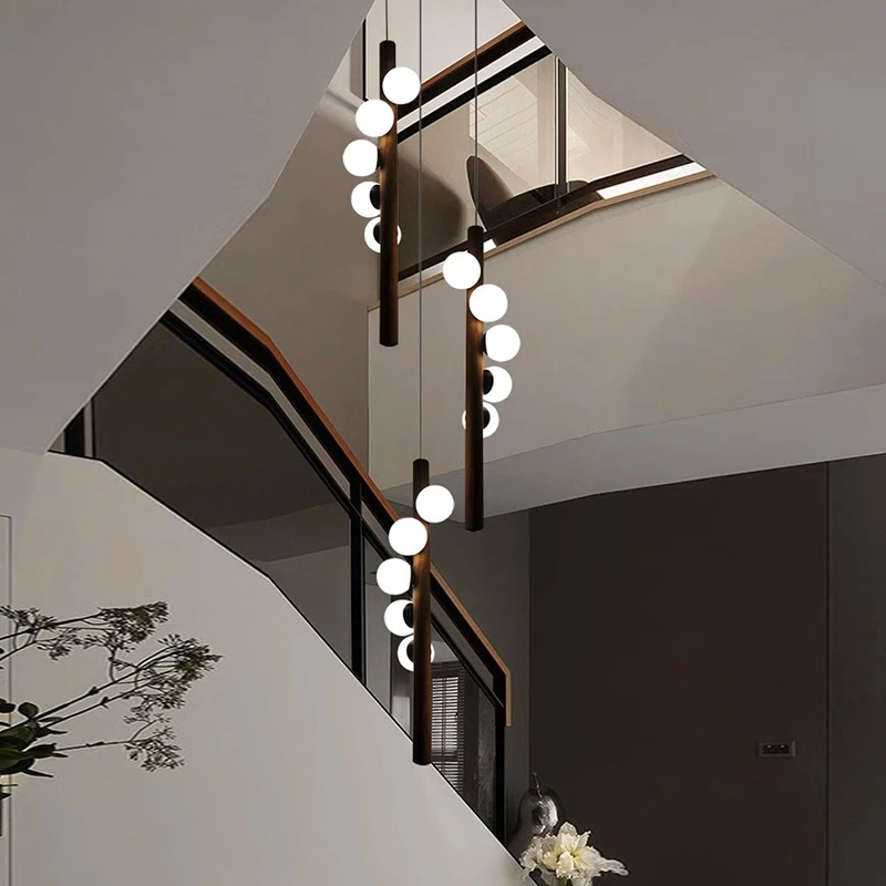 Nordic Changeable Staircase Pendant Light Loft Villa Duplex Spiral Staircase Long Lighting Fixture High Ceiling Home Decor Lamp