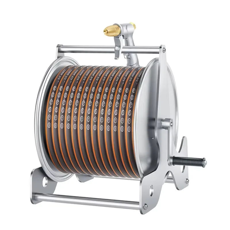 Manufacturer High Quality Portable Wall Mount Retractable Garden 1/2 Inch Hose Reel Stainless Steel for Garden Watering