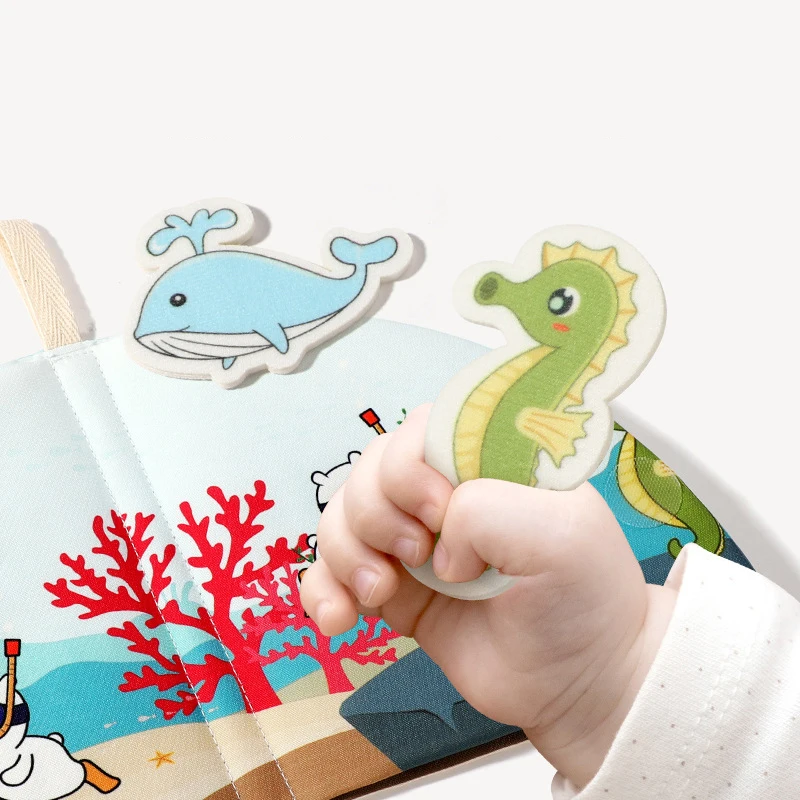 子供用ティアブック ベビー布絵本 おもちゃ 絵合わせ 繰り返し破って貼れる 布アート