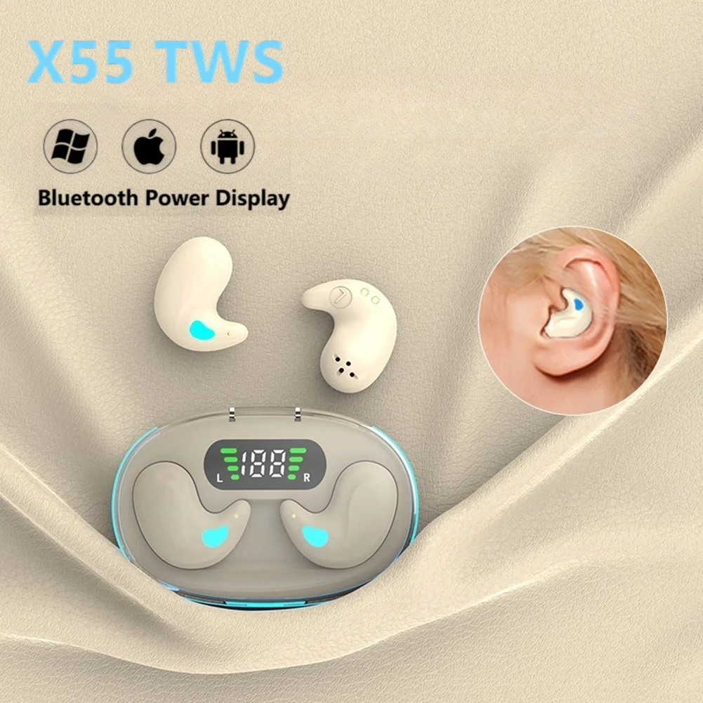 X55 Mini Earphone Wireless Earphone Headphones Noise Reduction Sport Game Sleep Bluetooth 5.0 Earbuds HIFI Stereo Music Headset