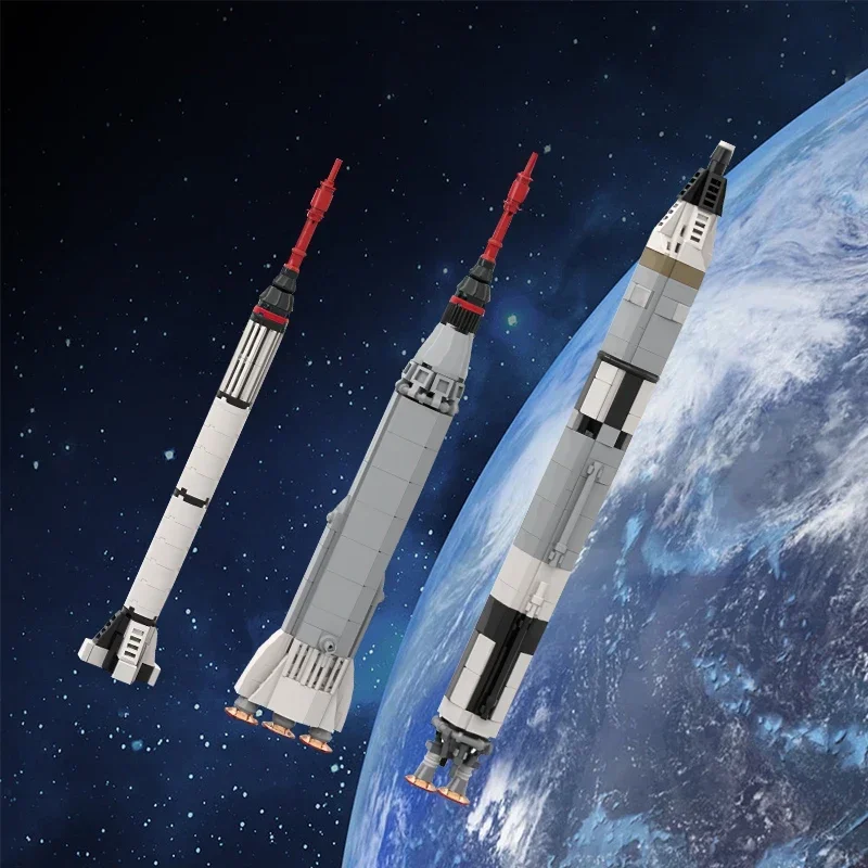 Gobricks MOC Gemini Rocket Saturn V Scale Model Building Block Kit Ultimate Soyuz Space Rocket Collection 1:110 Scale Toys Kid