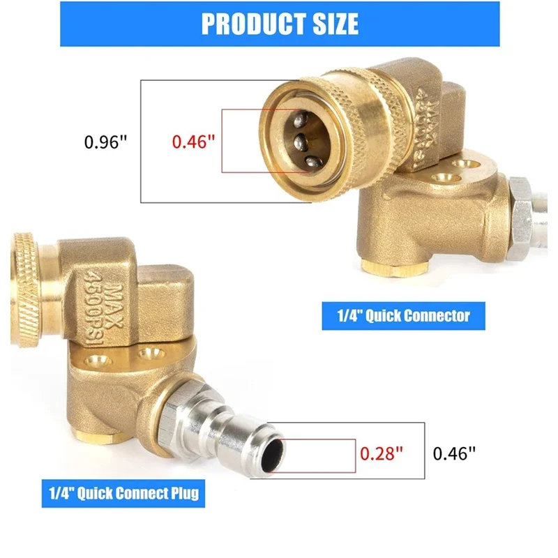 180° Pivoting Pressure Washer Coupler with 5 Angle Nozzle Tips, 1/4