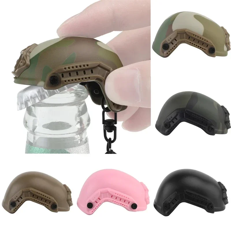 Tactical Camping Hiking Bottle Opener Portable Keychain Beer Cap Tools Helmet Shape Decorations Collectibles Hunting Equipment