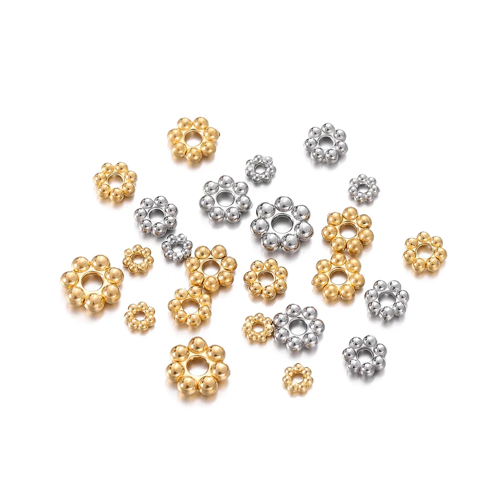 3mm-6mm Snow Spacer Stainless Steel non-fading Flower Bracket Diy Handmade Jewelry Necklace Spacer Beaded Material