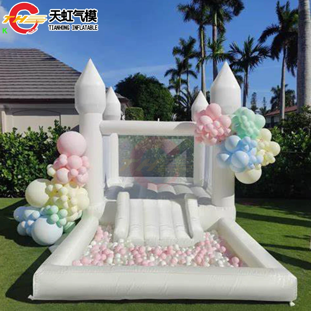 

4x3m White Inflatable Bounce House with Ball Pool Air Bouncer for Wedding Outdoor Wedding Party