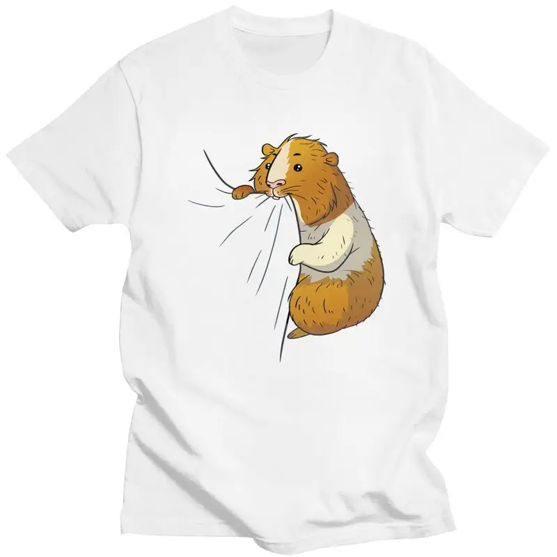 Custom Cute Guinea Pig Hungry Nabbling Pet Owner T Shirt for Men 100% Cotton Tees Short Sleeves Animal T-shirt Clothing Gift