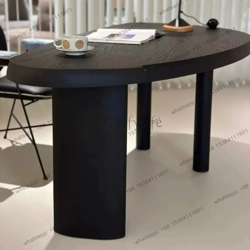 YJ Minimalist Mango Wood Desk Modern Study Office Table Creative Tea Table Wabi-Sabi Solid Computer Desk
