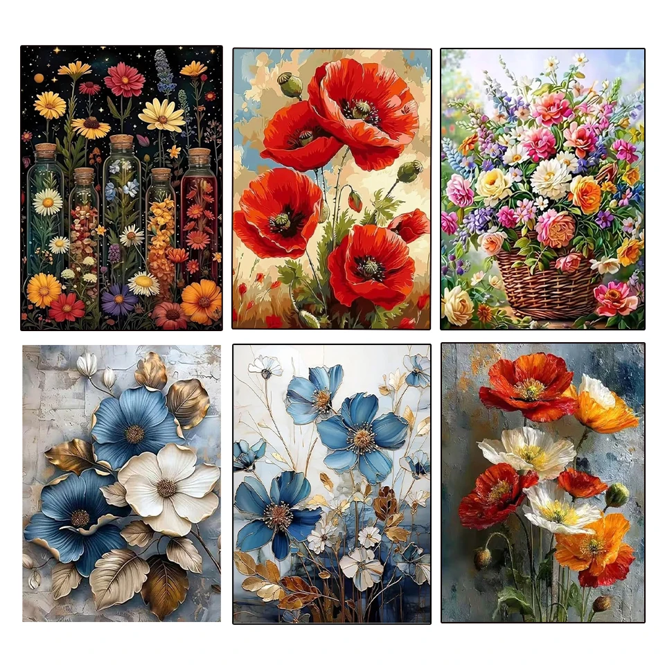 

5DDIY Diamond Painting New Flower Unique Gift Art Rhinestone Handmade Mosaic Flower Home Decoration Modern Style