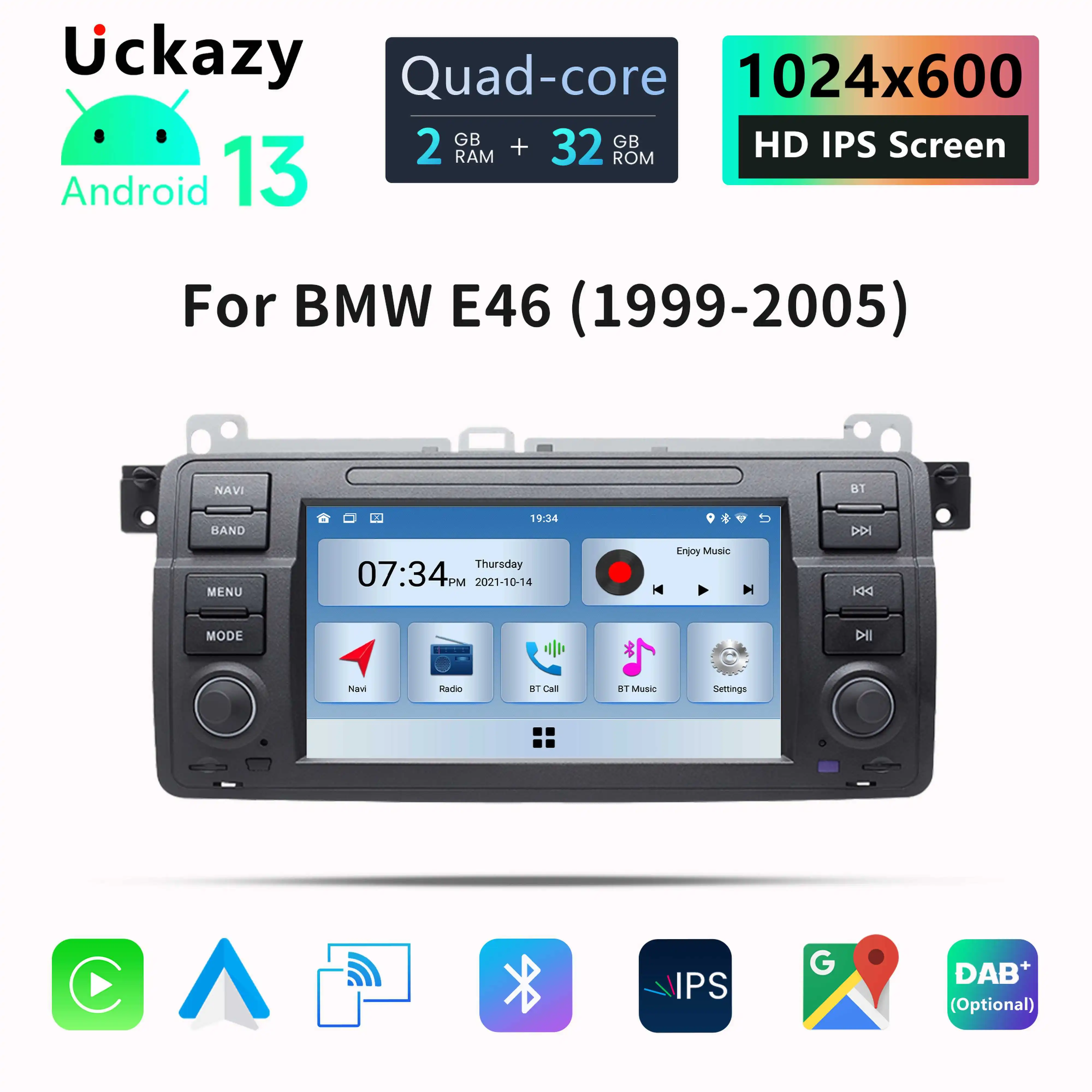 AutoRadio 2 Din Android 13 Car Multimedia Player For BMW E46 M3 Rover 75 Coupe 318/320/325/330/335 Stereo Audio GPS Head Unit