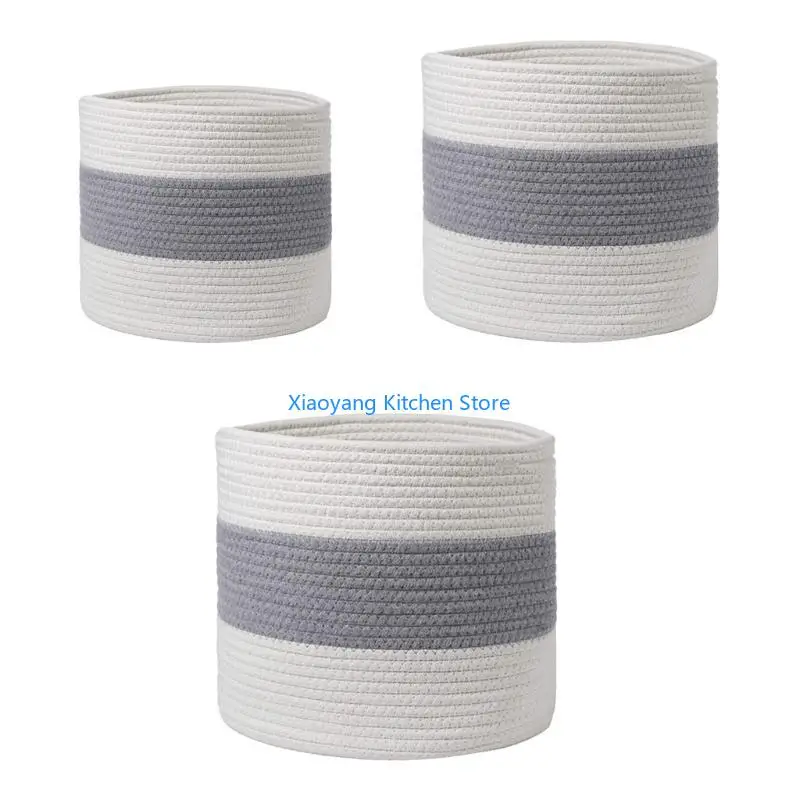 

69HC Hand Woven Cotton Flower Pot Indoor Plants Container Laundry Toy Basket