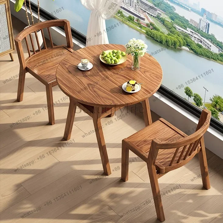 yj58 New two-chair tea table, solid wood small combination, one table and two chairs three-piece set