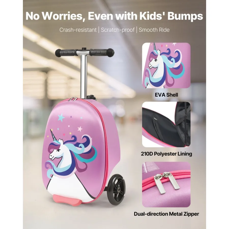 Ride-on Luggage 20-inch Scooter Suitcase With FlashWheels Purple