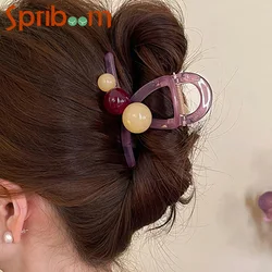 Trendy French Hair Clips Acrylic Colored Bean Cross Hair Claw Clip Medium Temperament Shark Clip Hair Accessories for Women Gift